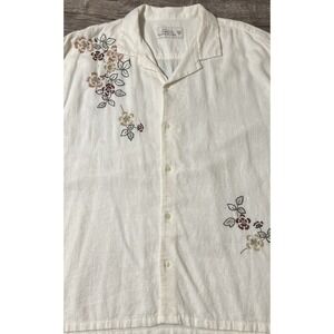 Abercrombie Fitch A&F Summer Linen Embroidered Woven Button Resort Shirt Sz 2XL
